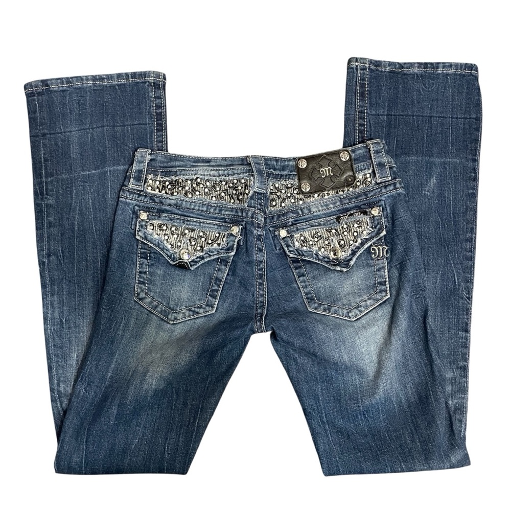 Miss Me Signature Rise Boot jeans embellished rhinestones size 27